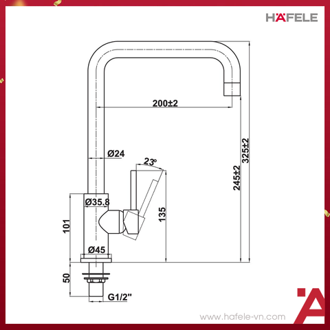 VÒI BẾP Hafele HT21-CC1F245U 577.55.260