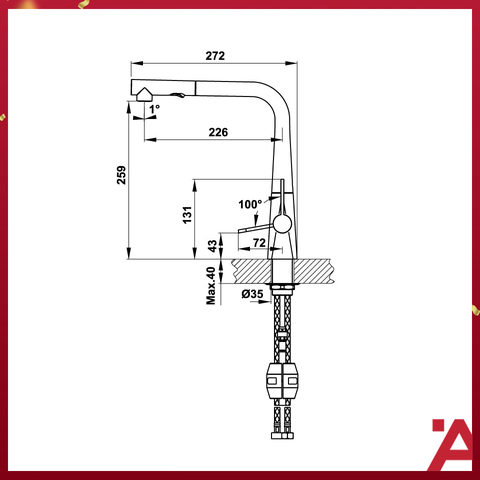 VÒI BẾP Hafele HYDROS HT20-CH1P259 570.82.210