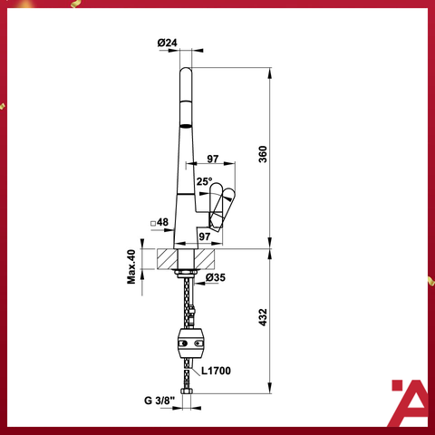 VÒI BẾP Hafele HYDROS HT20-CH1P241 570.82.220