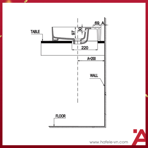 CHẬU SỨ ĐẶT BÀN Hafele SAPPORO 420X420X145 588.79.031