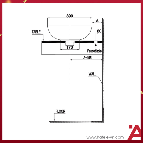 CHẬU SỨ ĐẶT BÀN Hafele KOBE 585X390X180 588.79.030