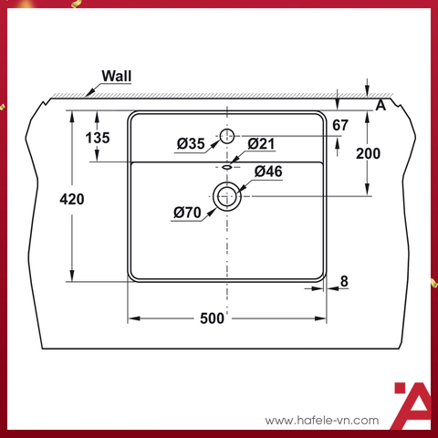CHẬU SỨ ĐẶT BÀN Hafele REGAL 500X420X150 588.79.032