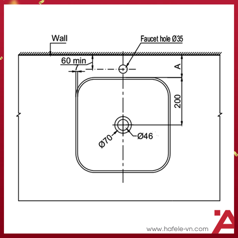 CHẬỤ ĐẶT BÀN KOBE Hafele 400X400X140 588.79.078