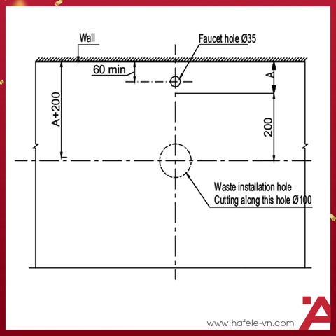 CHẬỤ ĐẶT BÀN KOBE Hafele 400X400X140 588.79.078