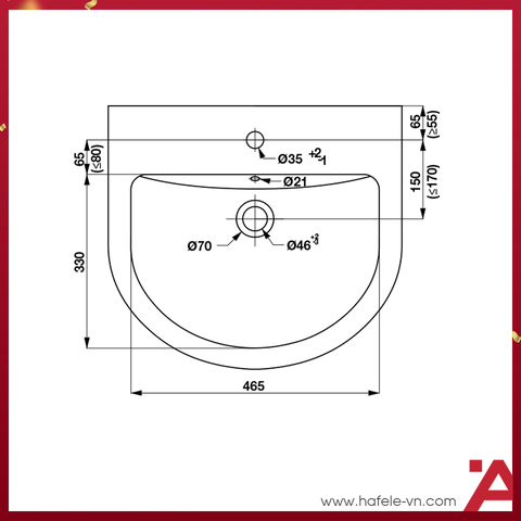 CHẬU TREO TƯỜNG CHÂN LỬNG ROOTS Hafele 588.79.090