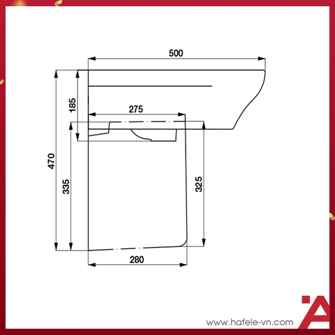CHẬU TREO TƯỜNG CHÂN LỬNG ROOTS Hafele 588.79.090