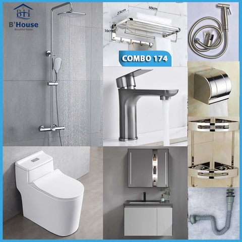 Combo phòng tắm, combo nhà tắm, trọn bộ thiết bị vệ sinh phòng tắm 174