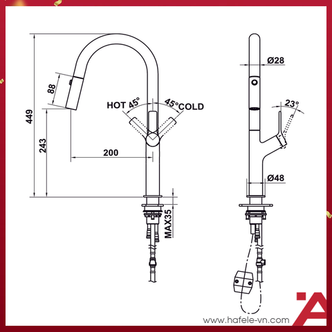 VÒI BẾP Hafele LUX-P HT25-SH1F449 570.85.044