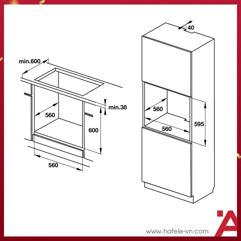 LÒ NƯỚNG ÂM TỦ Hafele HO-K60B 534.05.581