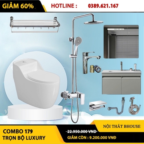 Combo phòng tắm, combo nhà tắm, trọn bộ thiết bị vệ sinh phòng tắm 179