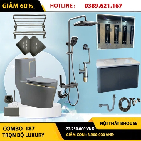Combo phòng tắm, combo nhà tắm, trọn bộ thiết bị vệ sinh phòng tắm 187