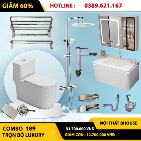 Combo phòng tắm, combo nhà tắm, trọn bộ thiết bị vệ sinh phòng tắm 189