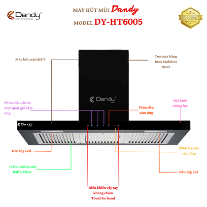 Máy hút khói khử mùi cao cấp DANDY DY-HT6005_HT6009