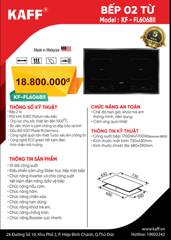 Bếp từ đôi Kaff KF 6068ii