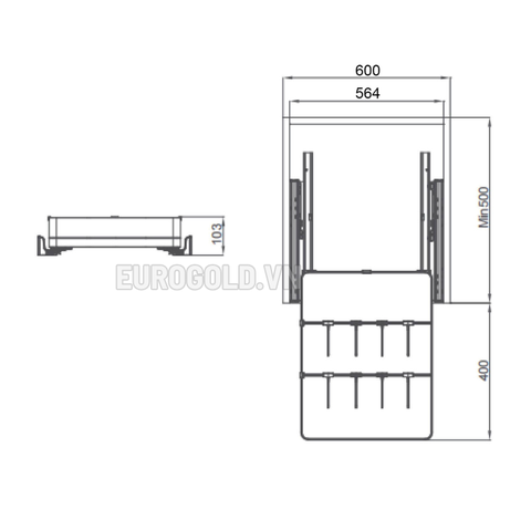 Tủ Đồ Khô 1 Tầng Cao 103MM Ngăn Kéo Độc Lập Màu Ghi EKM25160 (EKL25160) Eurogold