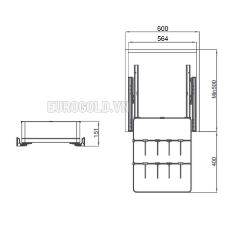 Tủ Đồ Khô 1 Tầng Cao 151MM Ngăn Kéo Độc Lập Màu Ghi EKM25260 (EKL25260) Eurogold