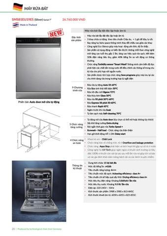 Máy rửa bát Eurosun SMS81EU19ES