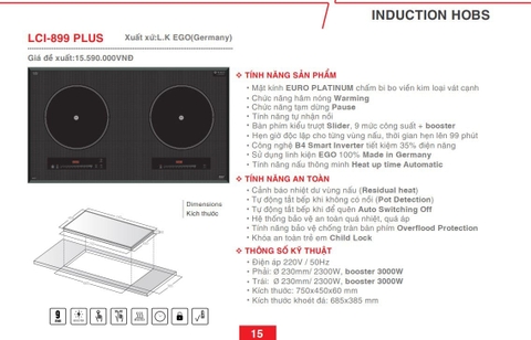 BẾP TỪ ĐÔI LORCA LCI 899 PLUS