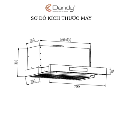 Máy hút khói cổ điển khử mùi Dandy DY-N7008