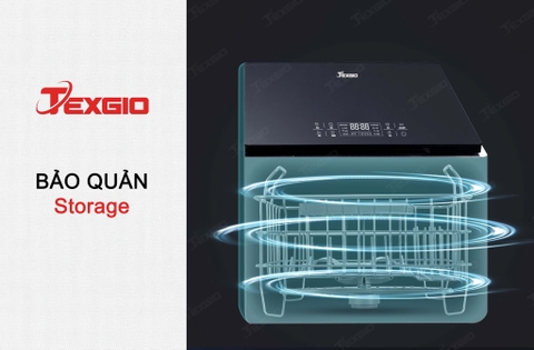 Máy rửa bát Texgio Dishwasher TGUS06HA - 6 Bộ Liền Chậu Tích Hợp Rửa Sóng Siêu Âm, Sấy Khí Nóng