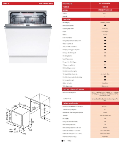MÁY RỬA BÁT Bosch SMV6ZCX42E