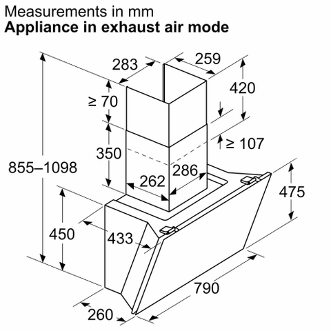 MÁY HÚT MÙI GẮN TƯỜNG BOSCH DWK81AN60 SERIE 6 NGANG 80CM MÀU ĐEN