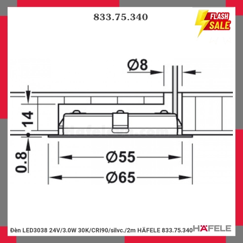 ĐÈN LED TRÒN LED3038 24V/3.0W 3000K Hafele 833.75.340