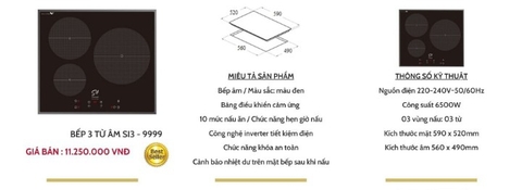 Bếp 3 từ Smaragd SI3-9999