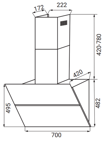 MÁY HÚT MÙI PHẲNG KAFF LUX AT70FH WH