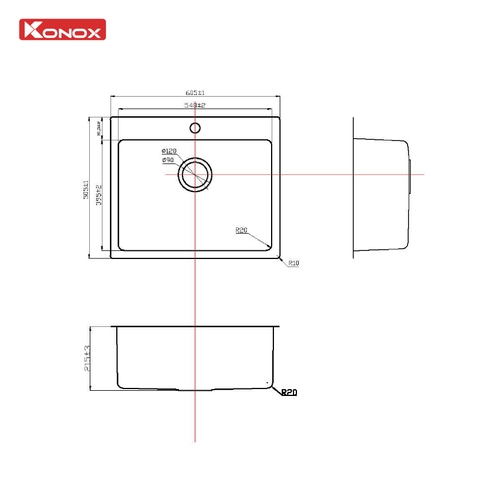 Chậu rửa bát Konox Turkey Sink Neron 600T
