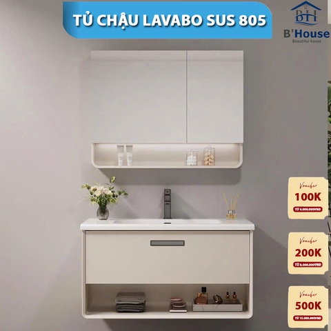 Bộ Tủ Gương Phòng Tắm, Tủ Lavabo Đẹp, Tủ Lavabo Phòng Tắm SUS 805