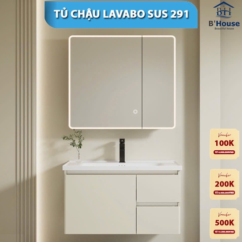 Bộ Tủ Gương Phòng Tắm, Tủ Lavabo Đẹp, Tủ Lavabo Phòng Tắm SUS 291