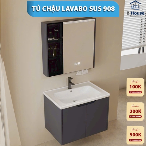 Bộ Tủ Gương Phòng Tắm, Tủ Lavabo Đẹp, Tủ Lavabo Phòng Tắm SUS 908