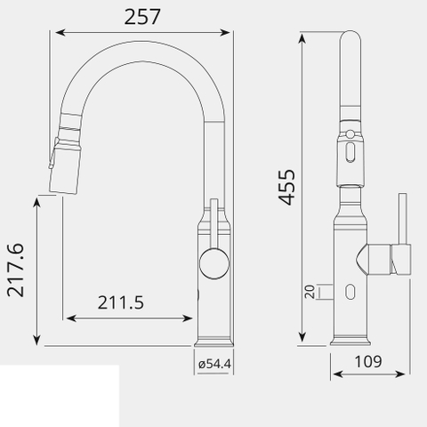 Vòi rửa bát cảm ứng Garis MF01M dây rút