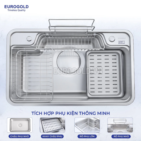 Chậu Rửa Bát Chống Xước Dập Liền Khối EUC88050EB (EUD88050GA) Eurogold