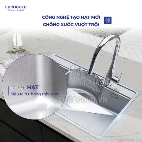 Chậu Rửa Bát INOX 304 1 Hố Chống Xước EUD27848 (EUD27848GA) Eurogold
