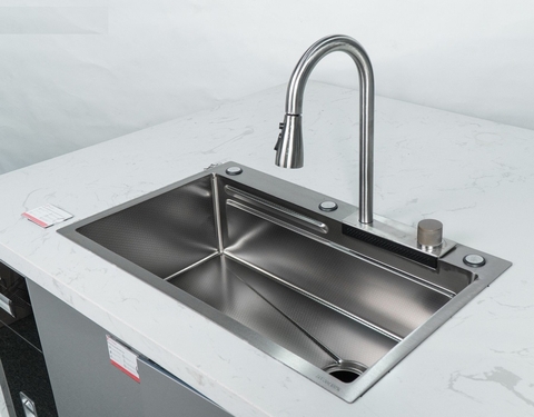 Bộ chậu vòi rửa 1 hố thác nước INOX 304 FULCO FC-B7546