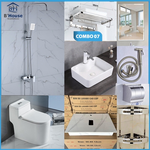 Combo phòng tắm, combo nhà tắm, trọn bộ thiết bị vệ sinh phòng tắm 07