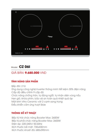 Bếp từ đôi Canzy CZ 06H