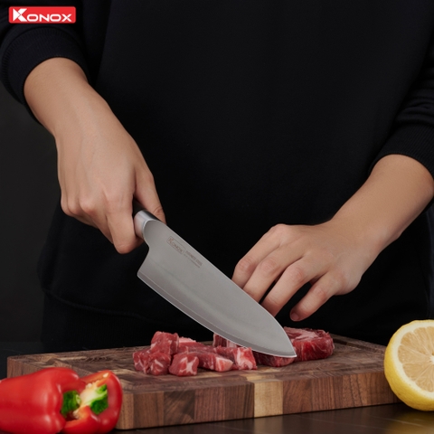 Dao Konox đầu bếp thép Nhật Damascus Eiko Series 8″ Chef Knife
