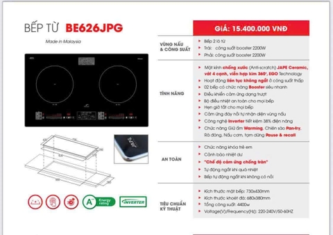 Bếp từ đôi Bauer BE626JPG