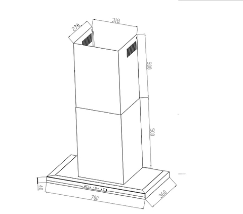 Máy hút mùi chữ T mặt kính đen EUH03570WB