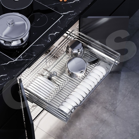 Kệ bát đĩa tủ dưới Garis GDE47 inox 304 xước mờ