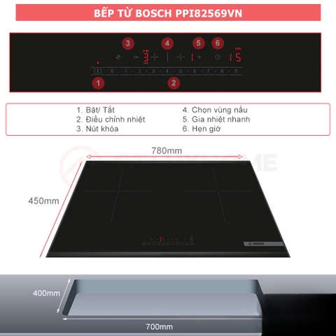 Bếp từ Bosch 2 vùng nấu PPI82569VN Serie 6