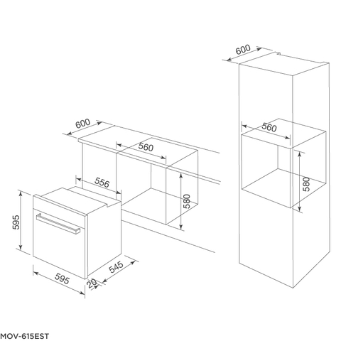 Lò Nướng Âm Tủ 60cm Dung Tích 61L Malloca MOV615EST