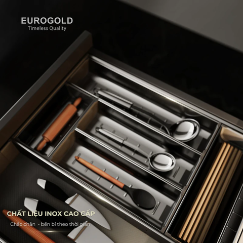 Khay Chia Thìa Dĩa INOX 304 Mỏ Rộng E0645E (ETC645E) Eurogold