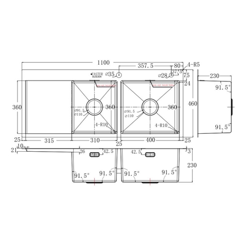 Chậu rửa bát inox 2 hố Faster FS 11046HLS