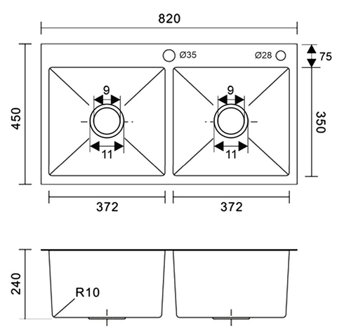 Chậu Rửa Bát HandMade Sevilla SV-8245N1