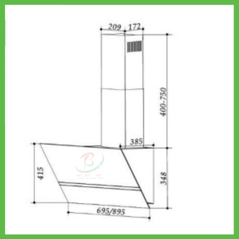Máy hút mùi kính vát Faster FS-3688SS-70, bảo hành chính hãng 2 năm