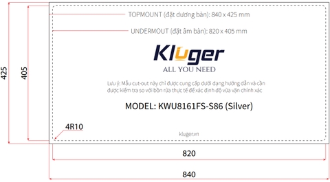 Chậu rửa bát Kluger KWU8161FS – S86 Plus